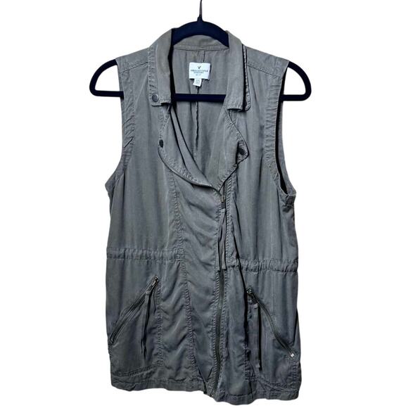 AMERICAN EAGLE GREEN GORPCORE ZIP SAFARI VEST SIZE MED LIGHTWEIGHT SUPER SOFT - Picture 1 of 6